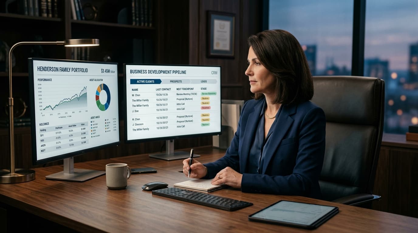 Financial advisor managing investment portfolio