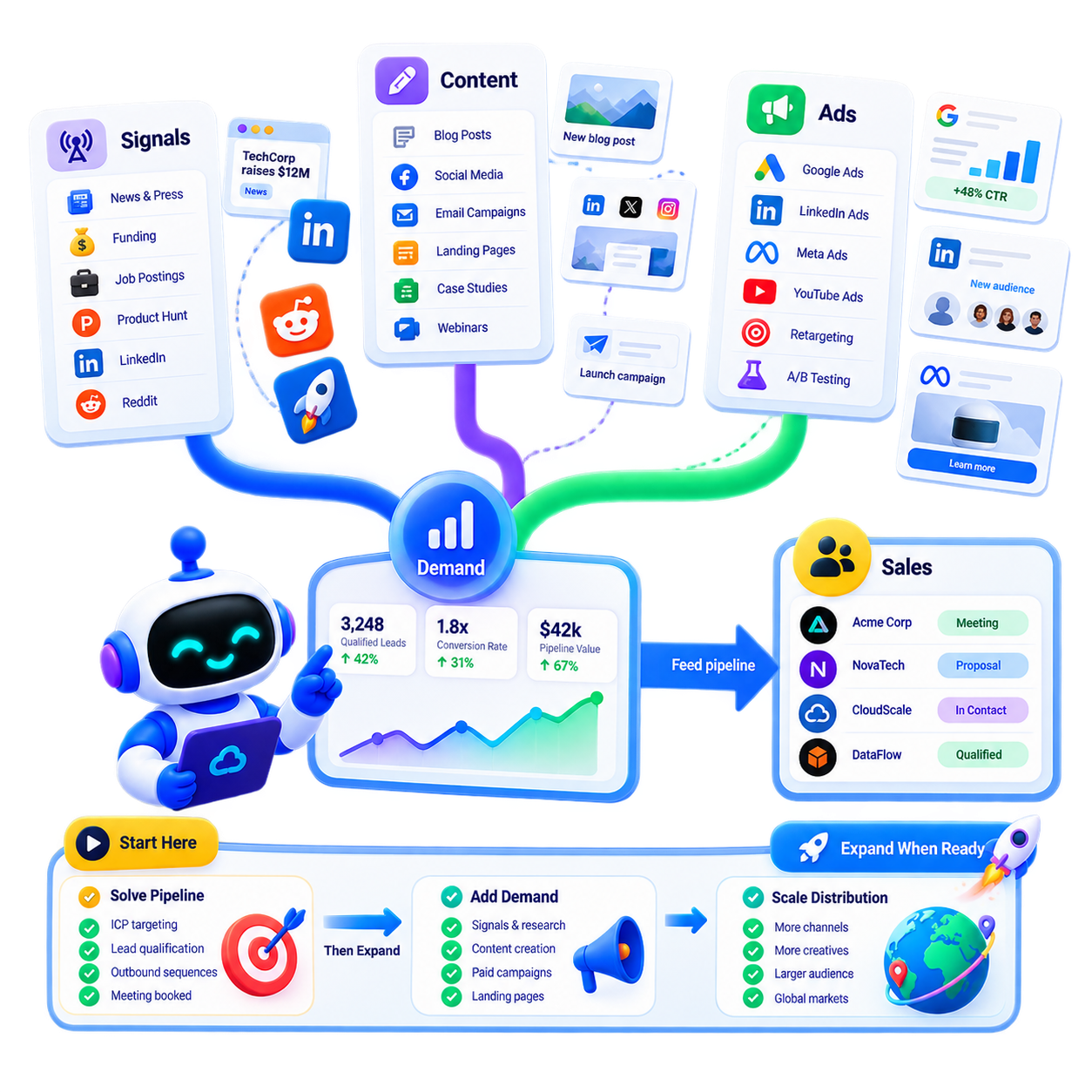 Add Demand and Creative when outbound alone is not enough.